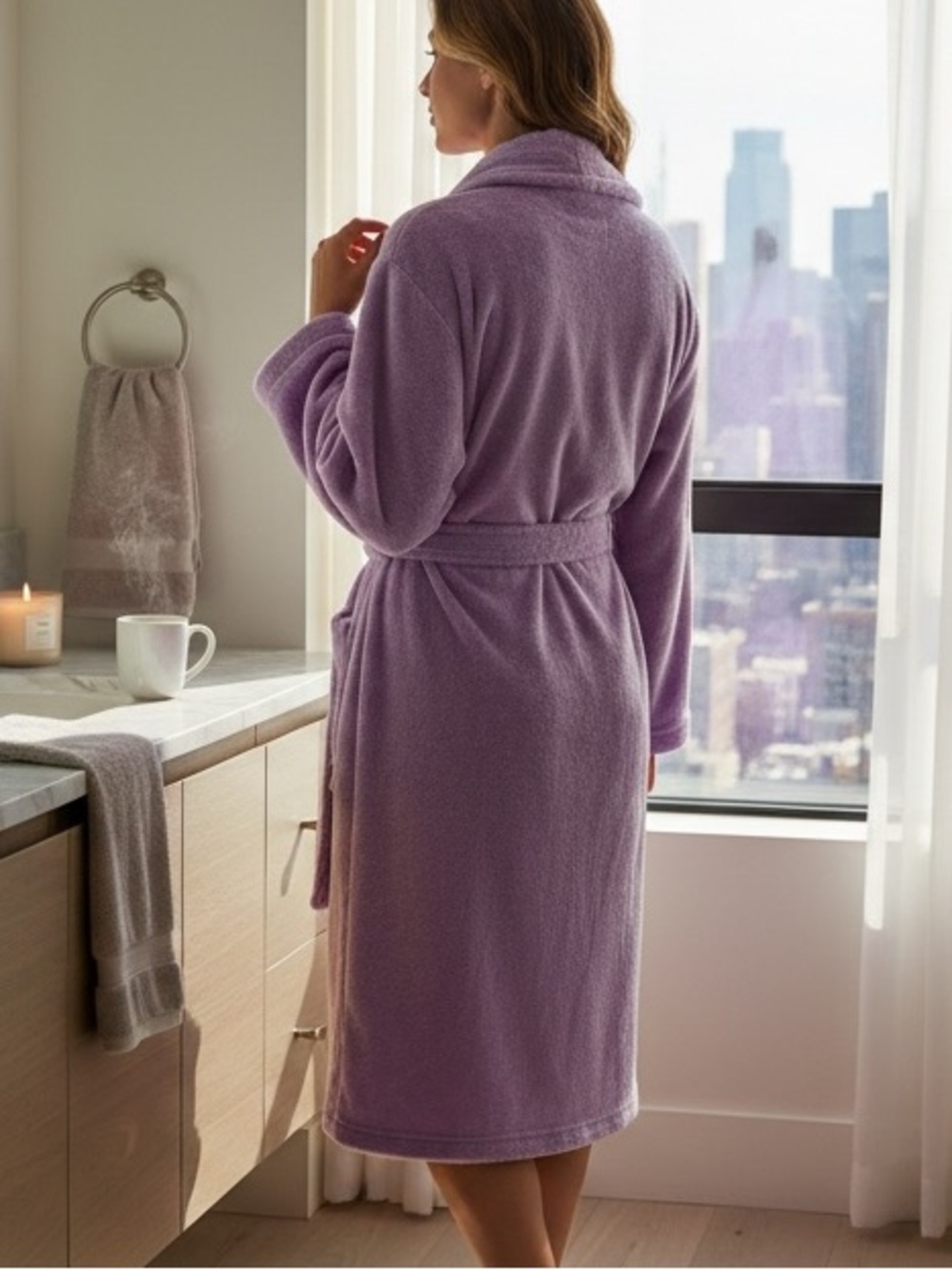 Just Love Plush Bathrobe - Cozy Women's Fleece Robe Lilac Purple XL